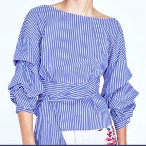 Zara Adjustable Wrap Striped Top